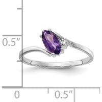 14K White Gold Marquise Amethyst and Diamond Ring - 0.31 Carat Amethyst, 0.007 Carat Diamond by Monteluci Fine Jewelry