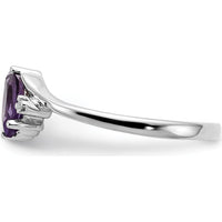 14K White Gold Marquise Amethyst and Diamond Ring - 0.31 Carat Amethyst, 0.007 Carat Diamond by Monteluci Fine Jewelry