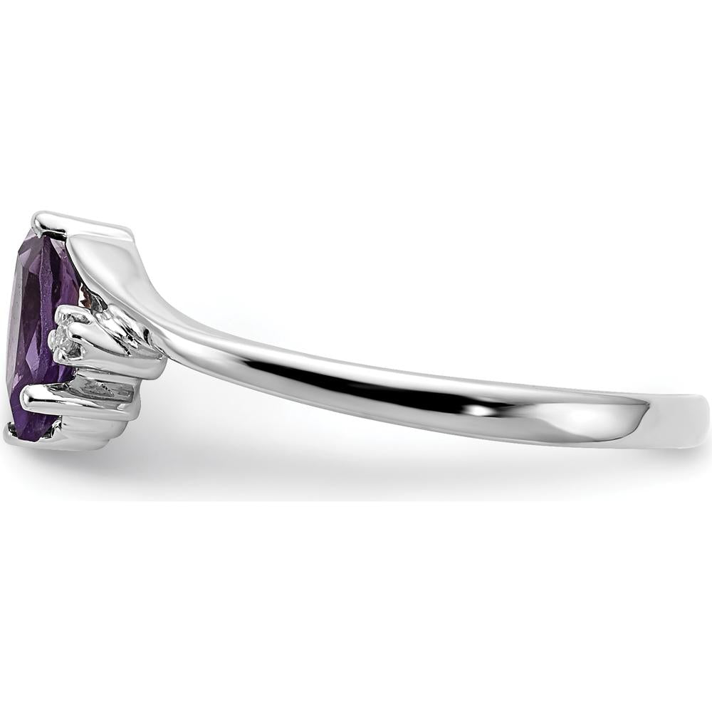 14K White Gold Marquise Amethyst and Diamond Ring - 0.31 Carat Amethyst, 0.007 Carat Diamond by Monteluci Fine Jewelry