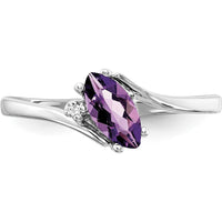 14K White Gold Marquise Amethyst and Diamond Ring - 0.31 Carat Amethyst, 0.007 Carat Diamond by Monteluci Fine Jewelry