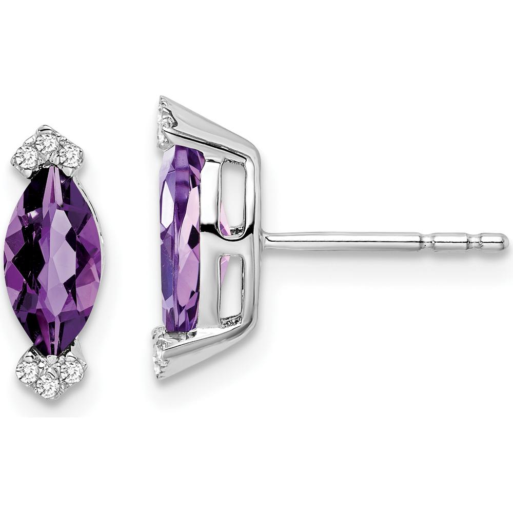 14K White Gold Marquise Amethyst and Diamond Stud Earrings - 0.707 Carat Total Gem Weight by Monteluci Fine Jewelry