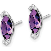 14K White Gold Marquise Amethyst and Diamond Stud Earrings - 0.707 Carat Total Gem Weight by Monteluci Fine Jewelry