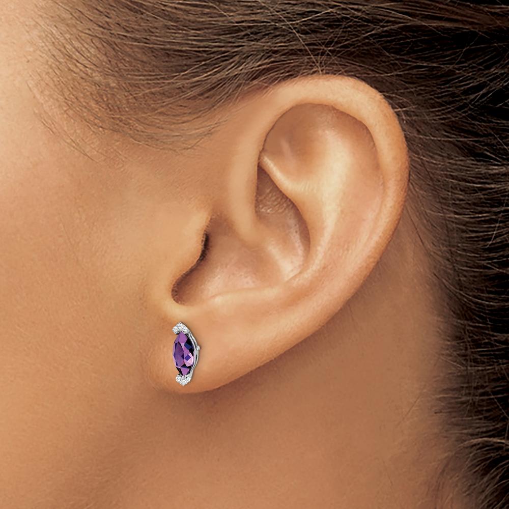 14K White Gold Marquise Amethyst and Diamond Stud Earrings - 0.707 Carat Total Gem Weight by Monteluci Fine Jewelry