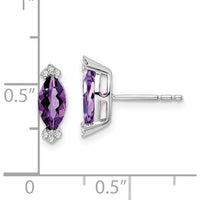 14K White Gold Marquise Amethyst and Diamond Stud Earrings - 0.707 Carat Total Gem Weight by Monteluci Fine Jewelry