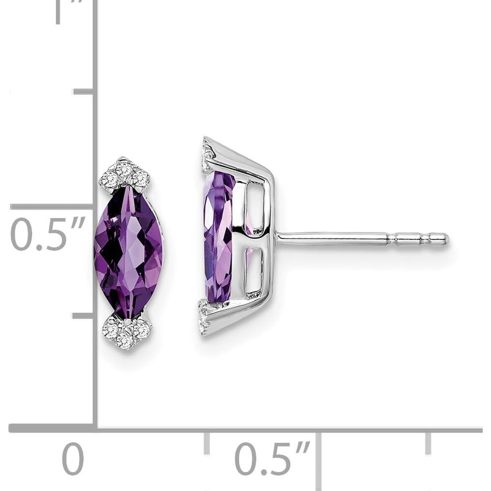 14K White Gold Marquise Amethyst and Diamond Stud Earrings - 0.707 Carat Total Gem Weight by Monteluci Fine Jewelry