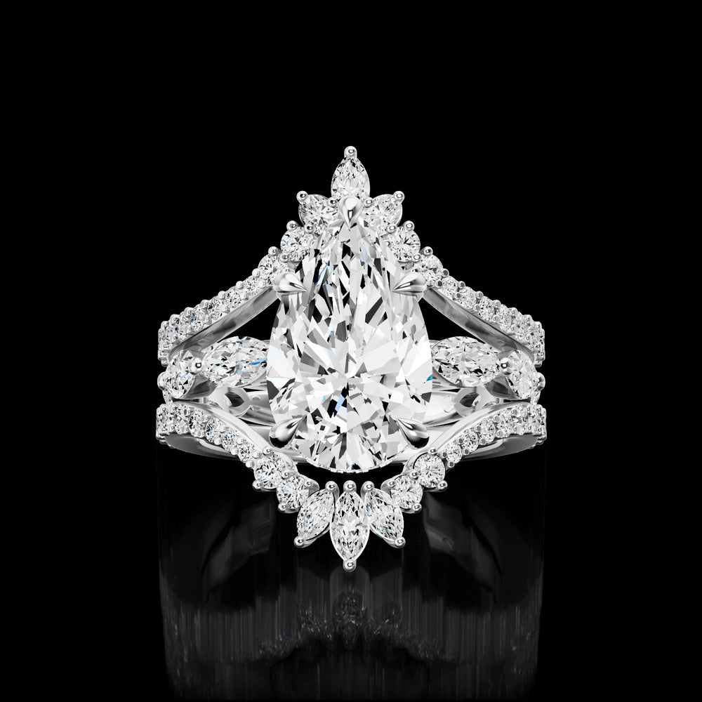 14K White Gold Marquise & Oval Cut Diamond Eternity Band Ring - 0.44 Total Carat Weight Lab Grown Diamonds - Covaloro Fine Jewelry