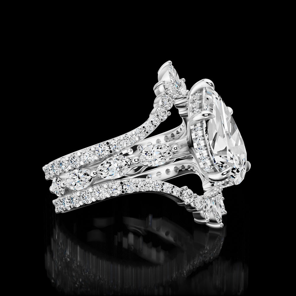 14K White Gold Marquise & Oval Cut Diamond Eternity Band Ring - 0.44 Total Carat Weight Lab Grown Diamonds - Covaloro Fine Jewelry