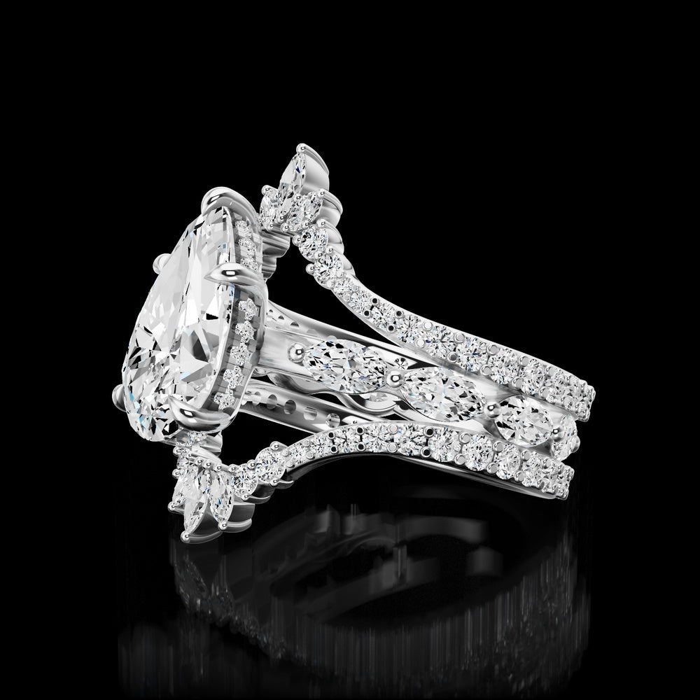 14K White Gold Marquise & Oval Cut Diamond Eternity Band Ring - 0.44 Total Carat Weight Lab Grown Diamonds - Covaloro Fine Jewelry