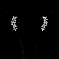14K White Gold Marquise and Pear Shape Diamond Crawler Earrings with Prong Set Lab Diamonds - 1.32 Carats Total Diamond Weight - Covaloro Fine Jewelry