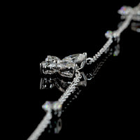 14K White Gold Marquise and Round Brilliant Diamond Station Necklace - 3.48 Carat Total Weight Lab Grown Diamonds (E-F VS) - Covaloro Fine Jewelry