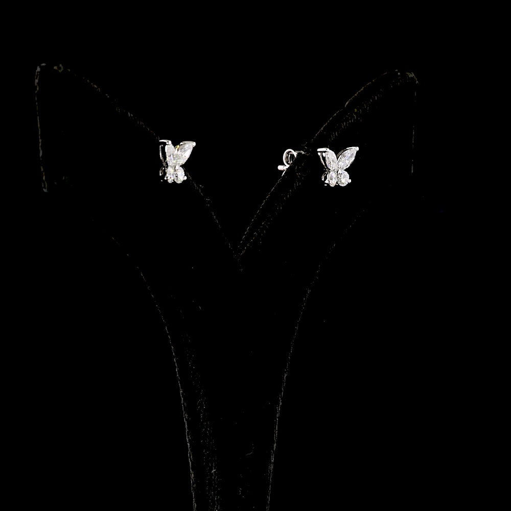 14K White Gold Marquise and Round Butterfly Stud Earrings with Lab Diamonds - 0.67 Carat Total Weight - Covaloro Fine Jewelry