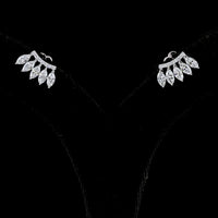 14K White Gold Marquise and Round Diamond Crawler Earrings - 1.27 Carat Total Weight Lab Diamonds - E-F VS Clarity - Covaloro Fine Jewelry