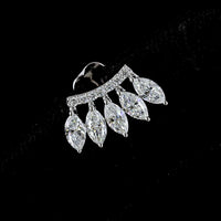 14K White Gold Marquise and Round Diamond Crawler Earrings - 1.27 Carat Total Weight Lab Diamonds - E-F VS Clarity - Covaloro Fine Jewelry