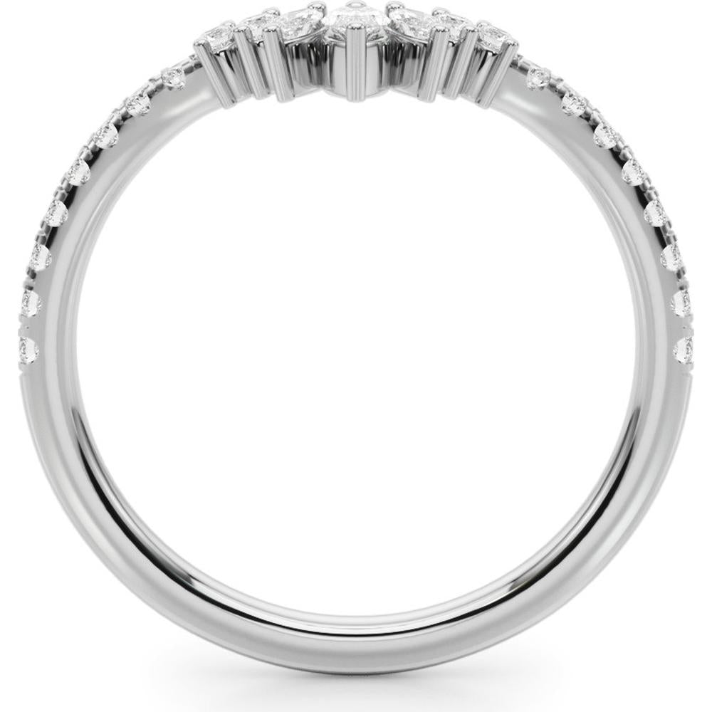 14K White Gold Marquise and Round Lab Diamond Fashion Ring - 0.33 Carats Total Diamond Weight - Size 7 by Robinson's Jewelers