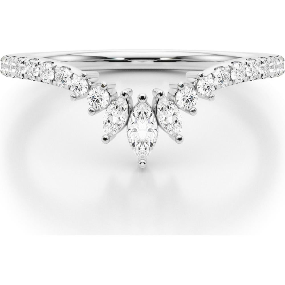 14K White Gold Marquise and Round Lab Diamond Fashion Ring - 0.33 Carats Total Diamond Weight - Size 7 by Robinson's Jewelers
