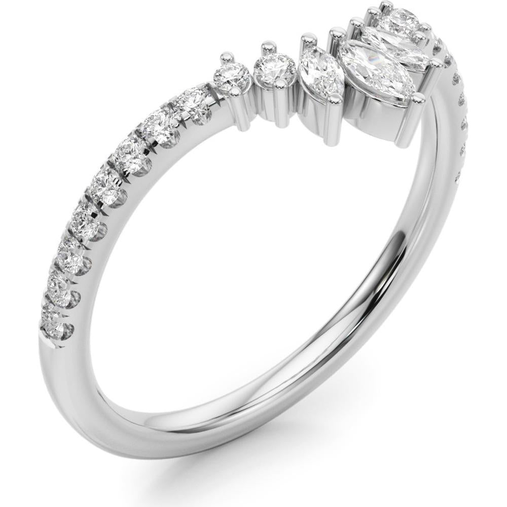 14K White Gold Marquise and Round Lab Diamond Fashion Ring - 0.33 Carats Total Diamond Weight - Size 7 by Robinson's Jewelers