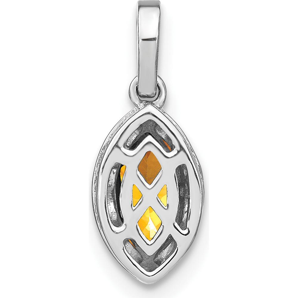 14K White Gold Marquise Citrine and Diamond Pendant - 0.37 Carat Total Citrine Weight, 0.03 Carat Total Diamond Weight by Lumare Gioia