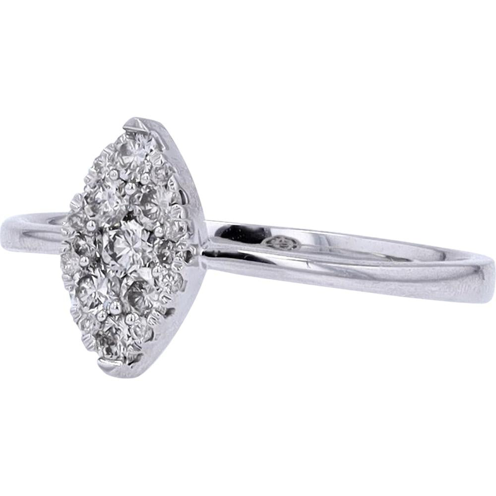14K White Gold Marquise Cluster Diamond Ring - 0.28 Carats Total Diamond Weight