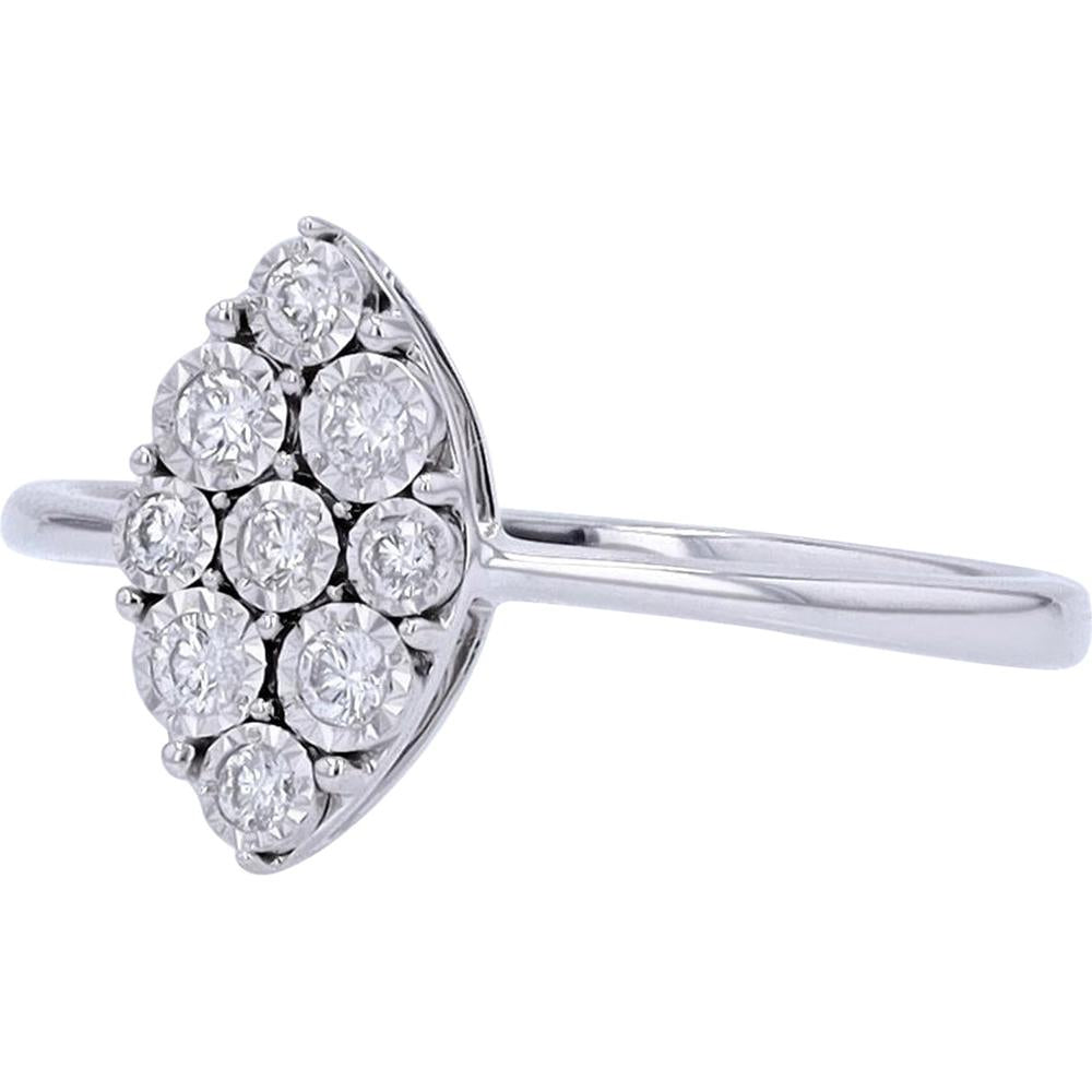 14K White Gold Marquise Cluster Diamond Ring with 0.16 Carats Total Diamond Weight