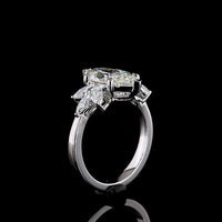 14K White Gold Marquise Cluster Ring featuring a 3.07 Carat E VVS2 Center Lab Diamond with 0.58 Carat Marquise Side Stones - 3.65 Carats Total Diamond Weight - Covaloro Fine Jewelry