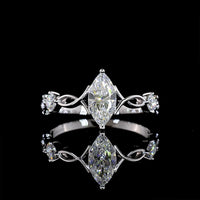 14K White Gold Marquise Cut 3-Stone Ring with 0.60 Carat Lab Diamond Center and 0.15 Carat Lab Diamond Accents - 0.75 Total Carat Weight - Covaloro Fine Jewelry
