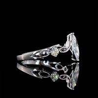 14K White Gold Marquise Cut 3-Stone Ring with 0.60 Carat Lab Diamond Center and 0.15 Carat Lab Diamond Accents - 0.75 Total Carat Weight - Covaloro Fine Jewelry