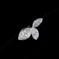 14K White Gold Marquise Cut Bezel Set Lab Diamond Stud Earrings with Inclined Floral Motif - 3.11 Carats Total Diamond Weight - Covaloro Fine Jewelry