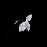 14K White Gold Marquise Cut Bezel Set Lab Diamond Stud Earrings with Inclined Floral Motif - 3.11 Carats Total Diamond Weight - Covaloro Fine Jewelry