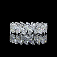 14K White Gold Marquise Cut Diamond Eternity Band with Inclined Prong Setting - 19 Stones, 3.05 Carat Total Weight Lab Diamonds, E-F Color VS Clarity - Covaloro Fine Jewelry