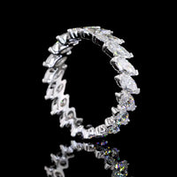 14K White Gold Marquise Cut Diamond Eternity Band with Inclined Prong Setting - 19 Stones, 3.05 Carat Total Weight Lab Diamonds, E-F Color VS Clarity - Covaloro Fine Jewelry