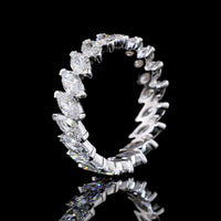 14K White Gold Marquise Cut Diamond Eternity Band with Inclined Prong Setting - 19 Stones, 3.05 Carat Total Weight Lab Diamonds, E-F Color VS Clarity - Covaloro Fine Jewelry