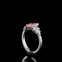 14K White Gold Marquise Cut Fancy Vivid Pink Lab Diamond Ring with Floral Side Stones - 1.92 Carat Total Weight - Covaloro Fine Jewelry