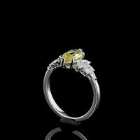 14K White Gold Marquise Cut Fancy Vivid Yellow Lab Diamond Ring with Fan Set White Diamond Accents - 2.02 Carat Total Diamond Weight - Covaloro Fine Jewelry
