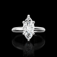 14K White Gold Marquise Cut Hidden Halo Ring - 1.66 Carat Total Lab Diamond Weight with E VVS2 Center and 16 Brilliant Cut Accent Diamonds - Covaloro Fine Jewelry