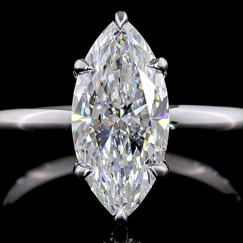 14K White Gold Marquise Cut Hidden Halo Ring with 2.15 Carat Lab Diamond Center and 0.09 Carat Brilliant Cut Diamond Accents - 2.24 Total Carat Weight, IGI Certified - Covaloro Fine Jewelry