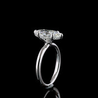 14K White Gold Marquise Cut Hidden Halo Ring with 2.15 Carat Lab Diamond Center and 0.09 Carat Brilliant Cut Diamond Accents - 2.24 Total Carat Weight, IGI Certified - Covaloro Fine Jewelry