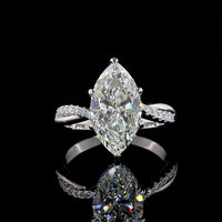 14K White Gold Marquise Cut Hidden Halo Ring with 3.79 Carat Center Lab Diamond and 0.28 Carat Accent Lab Diamonds - 4.07 Total Carat Weight - Covaloro Fine Jewelry
