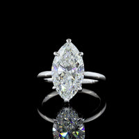 14K White Gold Marquise Cut Hidden Halo Ring with 5.12 Carat F VVS2 Lab Diamond and 0.15 Carat Accent Lab Diamonds - IGI Certified 5.27 Total Carat Weight - Covaloro Fine Jewelry
