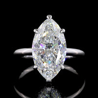 14K White Gold Marquise Cut Hidden Halo Ring with 5.12 Carat F VVS2 Lab Diamond and 0.15 Carat Accent Lab Diamonds - IGI Certified 5.27 Total Carat Weight - Covaloro Fine Jewelry
