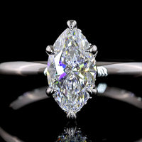 14K White Gold Marquise Cut Hidden Halo Ring with D VS1 Lab Diamond Center and Brilliant Cut Accents - 1.13 Carat Total Diamond Weight - Covaloro Fine Jewelry