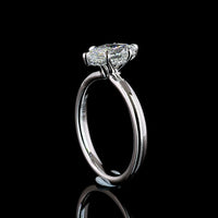 14K White Gold Marquise Cut Hidden Halo Ring with D VS1 Lab Diamond Center and Brilliant Cut Accents - 1.13 Carat Total Diamond Weight - Covaloro Fine Jewelry