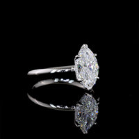 14K White Gold Marquise Cut Hidden Halo Ring with D VVS2 Center Lab Diamond and Brilliant Cut Accents - 1.57 Carat Total Weight - Covaloro Fine Jewelry