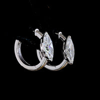 14K White Gold Marquise Cut Huggie Earrings with Lab-Grown Diamonds - 1.60 Carats Total Diamond Weight - Covaloro Fine Jewelry