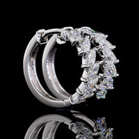 14K White Gold Marquise Cut Huggie Earrings with Prong Set Lab Diamonds - 0.95 Carat Total Diamond Weight - Covaloro Fine Jewelry