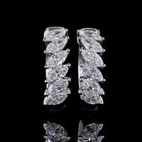 14K White Gold Marquise Cut Huggie Earrings with Prong Set Lab Diamonds - 0.95 Carat Total Diamond Weight - Covaloro Fine Jewelry
