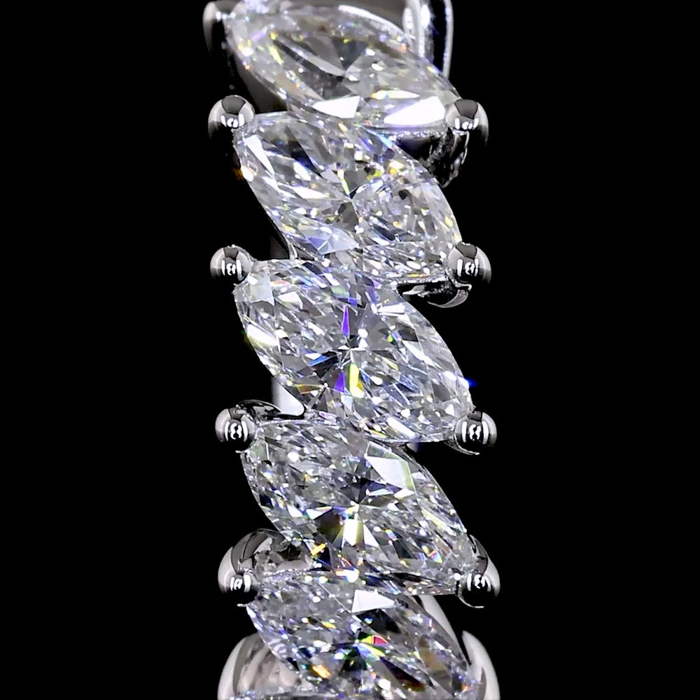 14K White Gold Marquise Cut Huggie Earrings with Prong Set Lab Diamonds - 0.95 Carat Total Diamond Weight - Covaloro Fine Jewelry