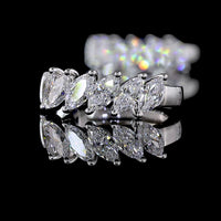 14K White Gold Marquise Cut Huggie Earrings with Prong Set Lab Diamonds - 0.95 Carat Total Diamond Weight - Covaloro Fine Jewelry