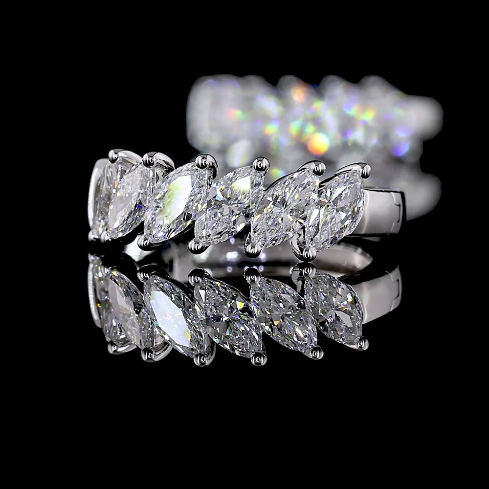 14K White Gold Marquise Cut Huggie Earrings with Prong Set Lab Diamonds - 0.95 Carat Total Diamond Weight - Covaloro Fine Jewelry