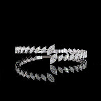 14K White Gold Marquise Cut Lab Diamond Bangle Bracelet with Inclined Prong Setting - 7.55 Carat Total Diamond Weight - Covaloro Fine Jewelry