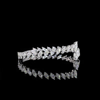 14K White Gold Marquise Cut Lab Diamond Bangle Bracelet with Inclined Prong Setting - 7.55 Carat Total Diamond Weight - Covaloro Fine Jewelry